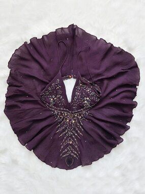 RARE Vintage Matthew Williamson Fairycore Peacock Silk Purple Babydoll Top